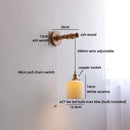 Axyaa LED Wall Light Fixture Switch Stair Lighting Round Ceramic Wood Bedside Lamp