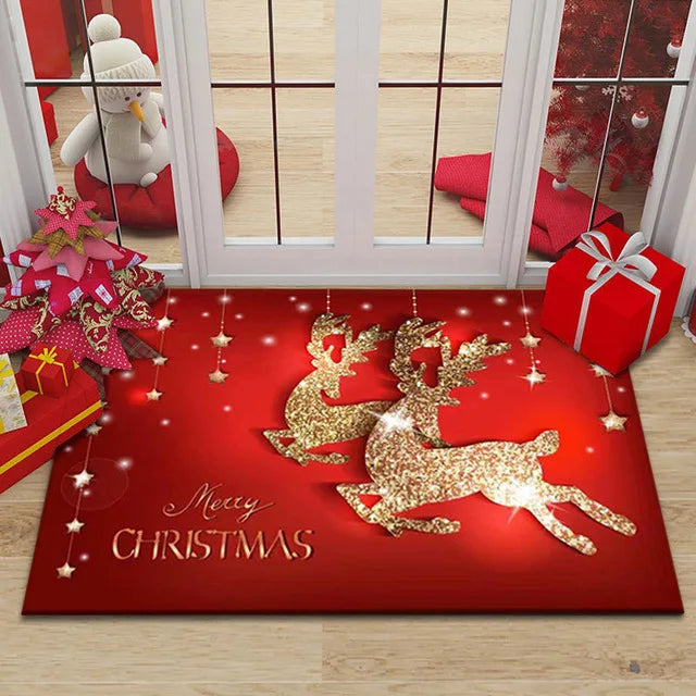Axyaa Christmas New Year Entrance Door Mat Non-Slip Floor Decor