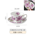 Axyaa Lily Coffee Cup and Saucer Set - Gold-Plated Ceramic Mug for Home or Gift