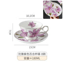 Axyaa Lily Coffee Cup and Saucer Set - Gold-Plated Ceramic Mug for Home or Gift