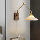 Axyaa Copper Swing LED Wall Light with Pull Chain Switch, Wide Rotation, Walnut Canopy