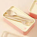 Axyaa 1440ml Double-Layer Bento Lunch Box with Cutlery - Microwave Safe
