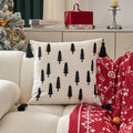 Axyaa Christmas Tree Embroidered Throw Pillowcase for Holiday Living Room Decor