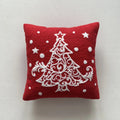 Axyaa Christmas Tree Snowflake Cushion Cover in Green and Red, Embroidered 45x45cm Square Pillowcase