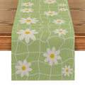 Axyaa Bamboo Lines Table Runner - Kitchen Dining Holiday Decor Flower Turtle Back