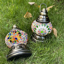 Axyaa Mini Turkish Mosaic Lanterns: Battery Warm Light, Rechargeable LED Camp Lamp