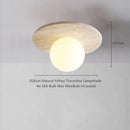 Axyaa Yellow Travertine LED Ceiling Light: Wabi Sabi Home Decor Fixture