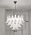 Axyaa Murano Glass Petal Shade Chandelier - White Pink Pendant Light