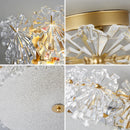 Axyaa Maple Leaf Crystal Glass Ceiling Chandelier for Luxury Living Room Bedrooms
