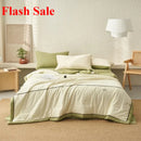 Axyaa Summer Cool Quilt Set - Washed Cotton, Solid Color, Machine Washable