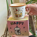 Axyaa Happy Bear Ceramic Coffee Mug, Cute Kawaii Design, Perfect Gift for Couples