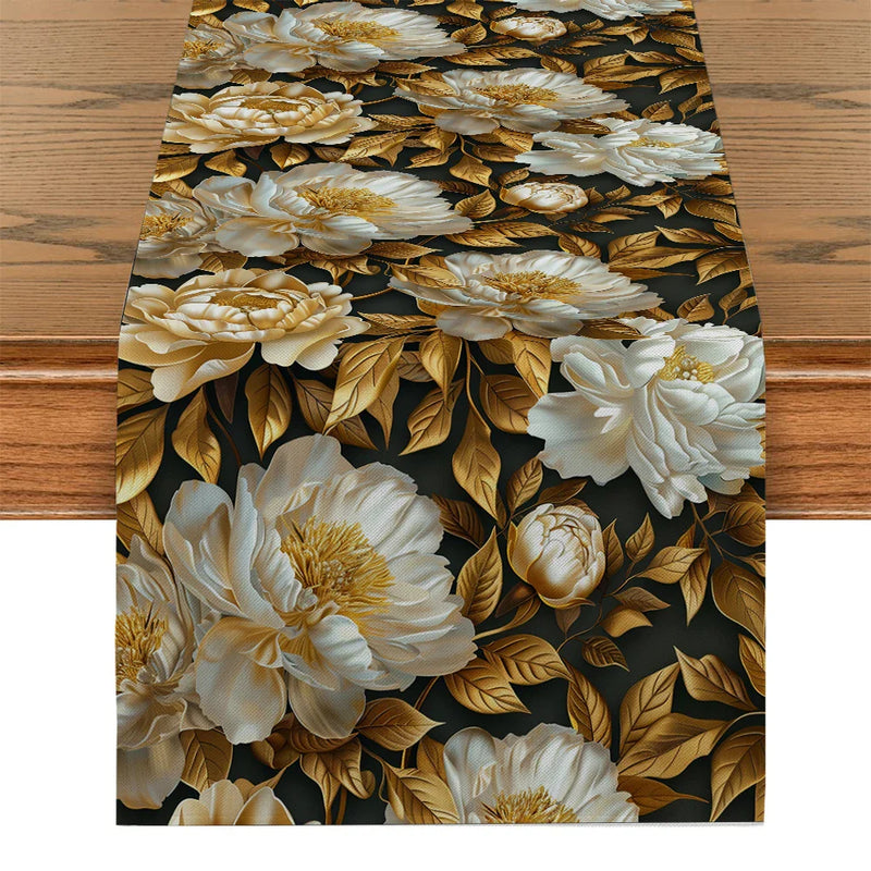 Axyaa 3D Effect Floral Table Runner for Farmhouse Dining Decor