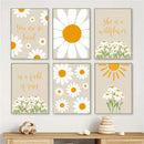 Axyaa Daisy Wildflowers Canvas Art Painting for Nursery Decor