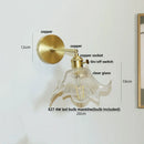 Axyaa Clear Glass LED Wall Sconce, Modern Bedroom Bedside Lamp, Pull Chain, Rotate Copper Socket