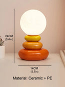 Colorful LED Ceramic Table Lamp for Bedroom Desk by Axyaa - Moon Stromatolite Theme