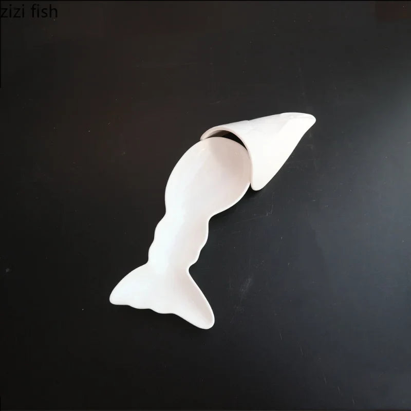 Axya Shrimp Ceramic Dinner Plate White Serving Dessert Snack Tray Decorative Tableware