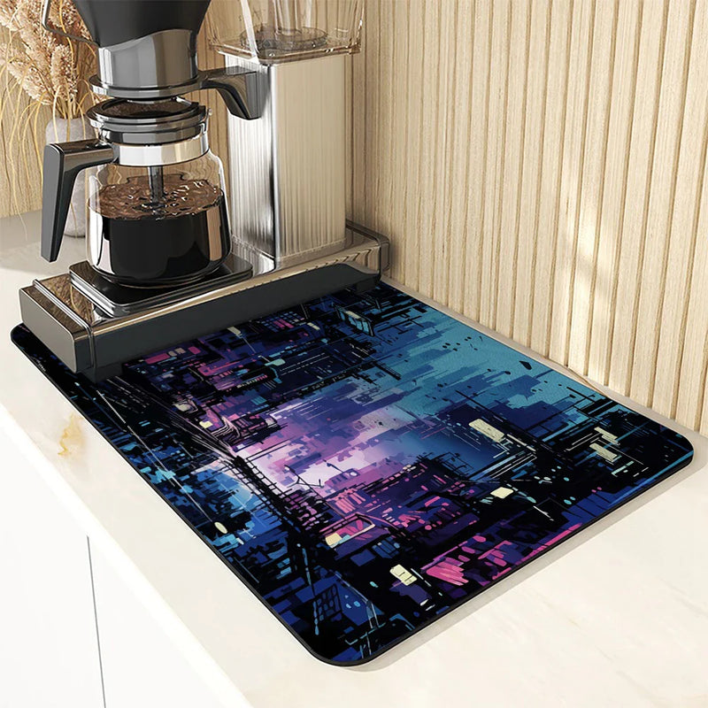 Axyaa Urban Kitchen Absorbent Mat: Antiskid, Quick Dry, Drain Pad for Tableware