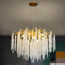 Axyaa French Luxury Gold Crystal Ceiling Chandelier LED Pendant Lamp