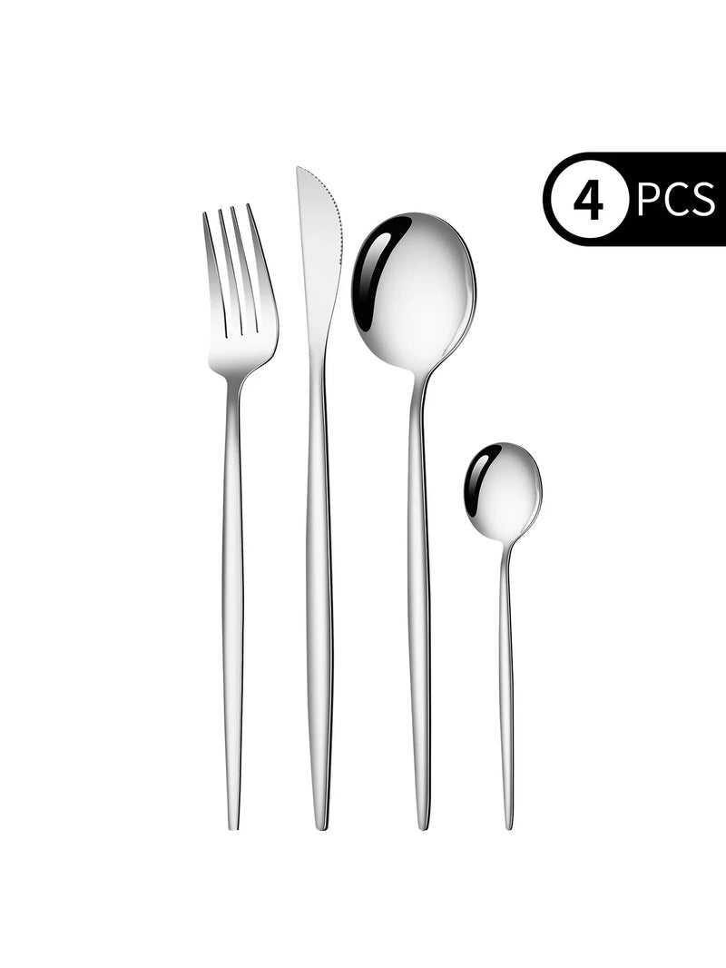 Axyaa 4-Piece Black Gold Stainless Steel Cutlery Set