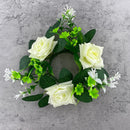 Axyaa Rose Floral Candle Rings Wreaths: Spring Artificial Rose Wreath for Home Decor
