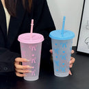 Axyaa Kawaii Bow Tumbler with Straw & Lid, BPA-Free Reusable Drinking Bottle