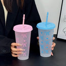 Axyaa Kawaii Bow Tumbler with Straw - BPA Free Portable Reusable Drinking Bottle