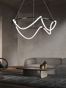 Axyaa Minimalist LED Neon Strip Ceiling Chandeliers in Black/Gold