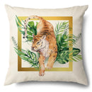 Axyaa Cartoon Kitty Cat Linen Pillowcase for Bed, Couch, and Sofa Décor