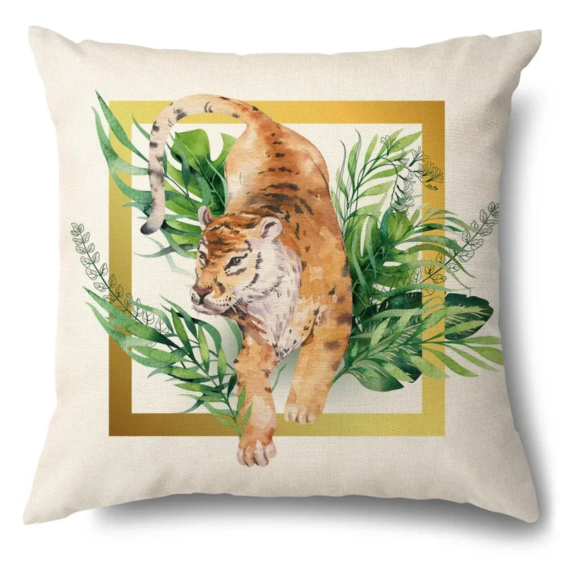 Axyaa Cartoon Kitty Cat Linen Pillowcase for Bed, Couch, and Sofa Décor