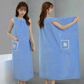 Axyaa Women's Cotton Bath Towel Wrap Skirt Absorbent Long Style Bathrobe