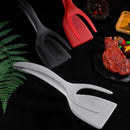 Axyaa Nylon Grip Flip Tongs - 2 in 1 Steak & Egg Spatula Clamp