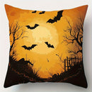 Axyaa Halloween Pattern Cushion Cover for Sofa, Bedroom, Car - Spooky Houses, Bats, Full Moon
