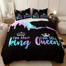 Axyaa Crown Letter Duvet Cover Set 3-Piece with Soft Breathable HD Printing Bedding