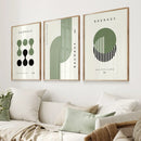 Green Bauhaus Geometric Canvas Print Set for Bedroom & Living Room Decor by Axyaa