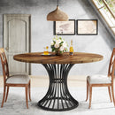 Axyaa 47-Inch Round Farmhouse Dining Table for 4-6 People, Industrial Kitchen Dinner Table