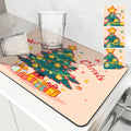 Axyaa Christmas Tree Absorbent Drying Mat - Quick Dry, Antiskid Tableware Mat