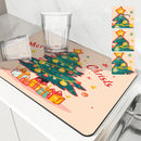 Axyaa Christmas Tree Absorbent Drying Mat - Quick Dry, Antiskid Tableware Mat