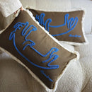 Axyaa Medieval Critter Embroidery Cushion Cover in Coffee Brown - 30x50cm