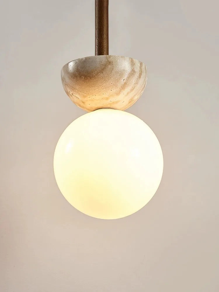 Axya Cream Style Round LED Pendant Lamp for Bedroom, Nordic Design