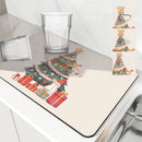 Axyaa Christmas Coffee Drying Mat Set - Absorbent Placemats for Table Cup Drying