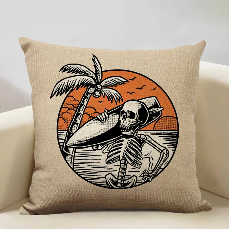 Axyaa Skull Head Pillow Cover Black Cartoon Design 45x45cm