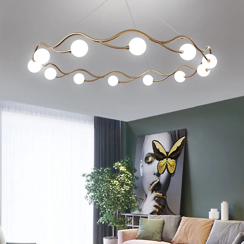 Axyaa Nordic Ring Chandelier Bubble Lamp LED Pendant Light for Living Room & Bedroom