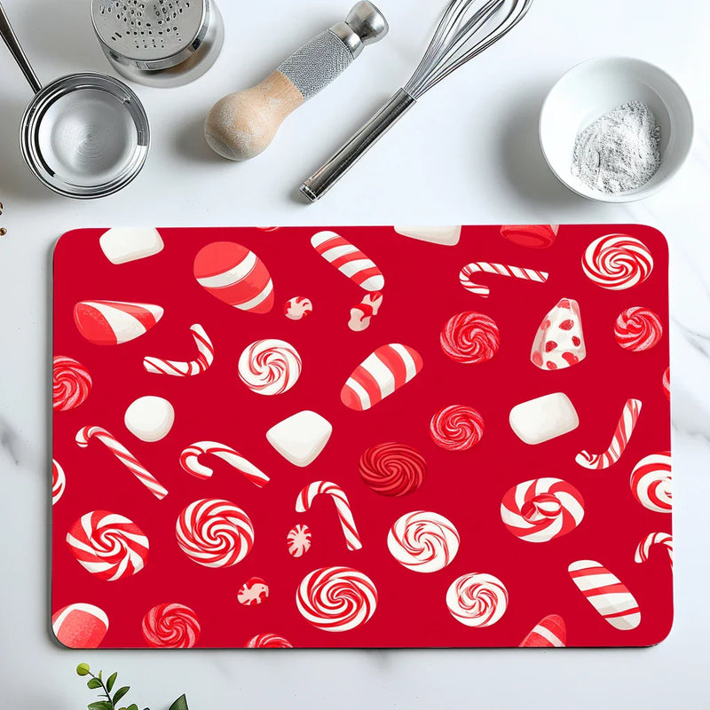 Axyaa Christmas Candy Dots Absorbent Mat - Antiskid Quick Dry Kitchen & Bathroom Drain Pad