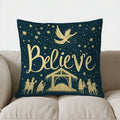 Starry Night Nativity Scene Cushion Cover by Axyaa: Perfect for Sofa, Bedroom, Car
