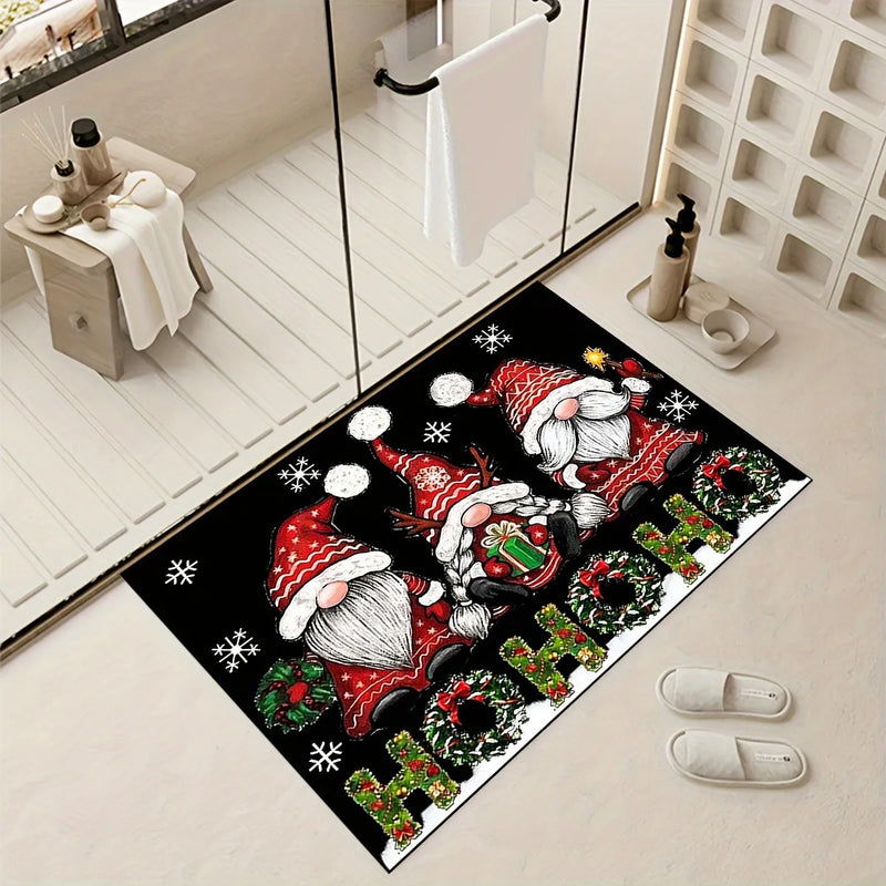 Axyaa Christmas Dwarf Decor Door Mat - Non-Slip Absorbent Floor Mat