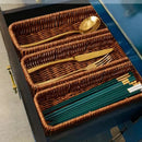 Axyaa Rectangular Faux Rattan Storage Basket for Home Organization