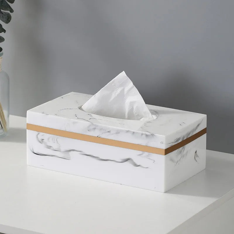 Axya Marbling Texture Tissue Box: Luxe Nordic Design for Living Room or Tea Table