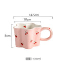 Axya Cherry Print Ceramic Mug: Irregular Flower Shapes, Kids Milk Cup, Birthday Gift