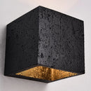 Axyaa Black Travertine Stone LED Wall Lamp - Unique Wabi Sabi Art Design