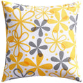 Yellow Grey Flower Pillowcase 45cm Double-Sided Print Cover for Home Decor by Axyaa